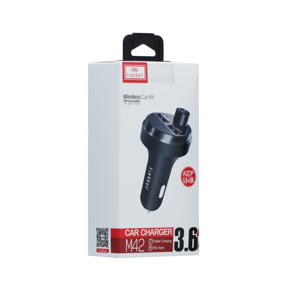 M42 Wireless Car Kit 3.6 AMP FM Transmitter by Earldom – Black
